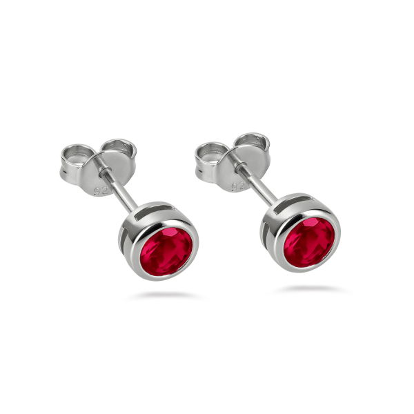 Ohrstecker Zirkonia 2,5mm rubinrot Silber 925/000 rhodiniert