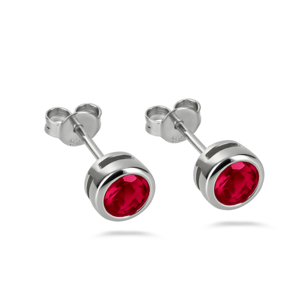 Ohrstecker Zirkonia 4,5mm rubinrot Silber 925/000 rhodiniert