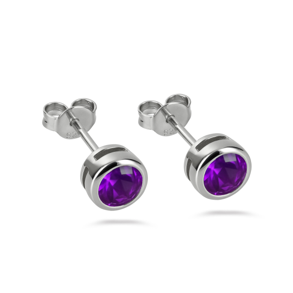 Ohrstecker Zirkonia 4,5mm amethyst Silber 925/000 rhodiniert