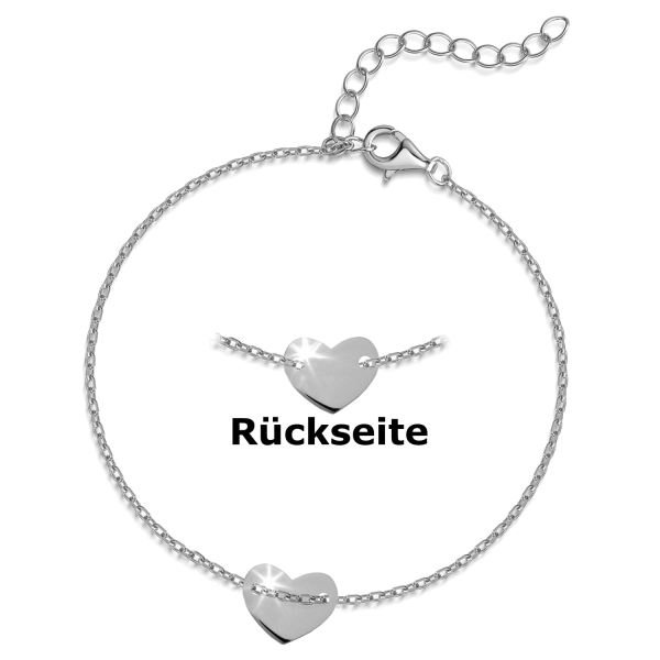Armband mit Herz 16,5+3cm Silber 925/000 rhodiniert