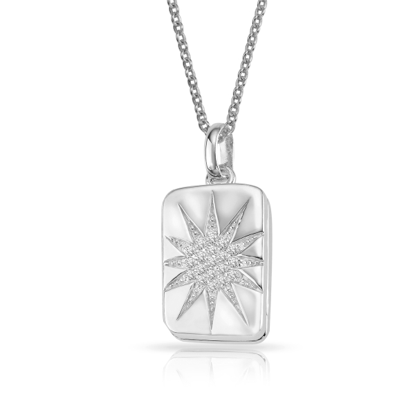 Anhänger Medaillon 19 Zirkonia Silber 925/000 rhodiniert