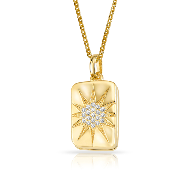 Anhänger Medaillon 19 Zirkonia Silber 925/000 vergoldet