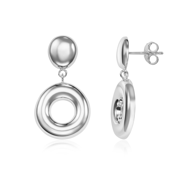 Ohrstecker Donut Ø 16mm mit Oval Silber 925/000 rhodiniert