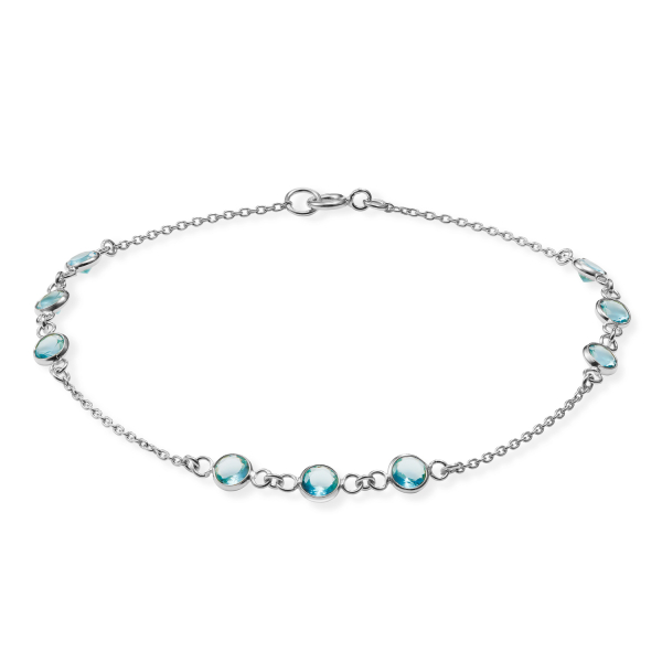 Armband mit 9 Zirkonia blau Silber 925/000 rhodiniert