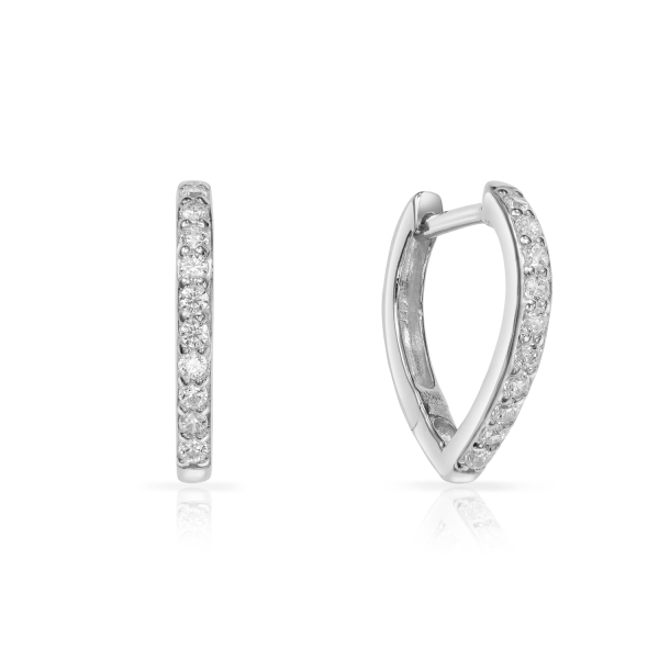 Klappcreolen Herz mit 20 Zirkonia rhodiniert