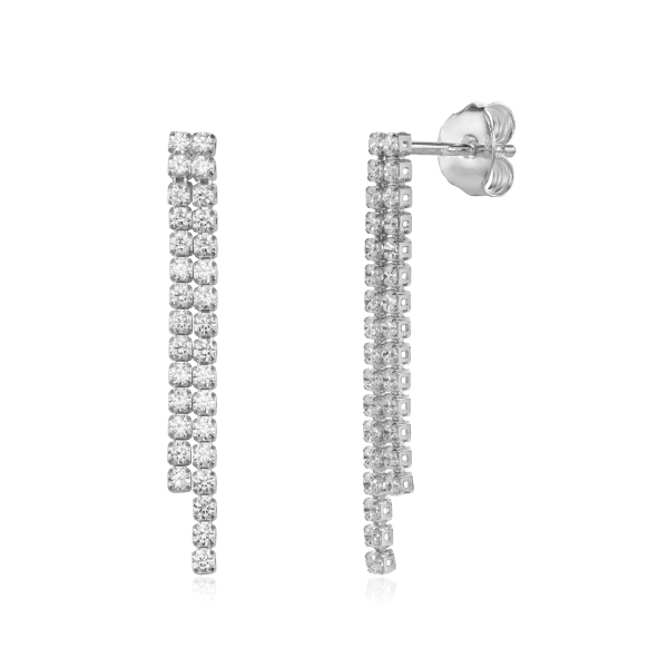 Ohrstecker 2-rhg. mit 62 Zirkonia Silber 925/000 rhodiniert
