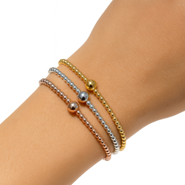Kugelarmband Ø 3mm elastisch 18cm Silber 925/000