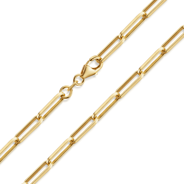 Paperclip Gliederkette 45cm lang Silber 925/000 vergoldet