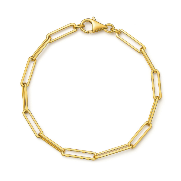Paperclip Gliederarmband 19cm lang Silber 925/000 vergoldet
