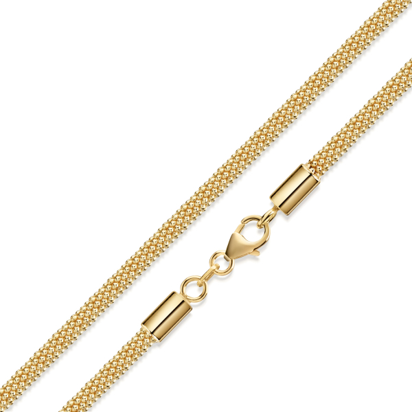 Popcornarmband diamantiert 3mm breit Silber 925/000 vergoldet