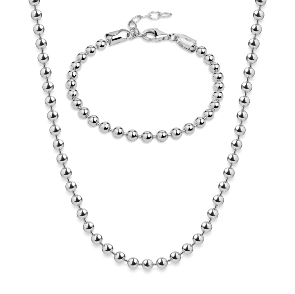 Preview: Kugelkette 3mm breit 40+5cm Silber 925/000