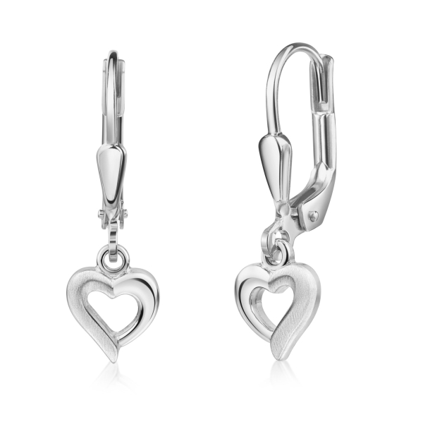 Ohrhänger Herz teilmatt Silber 925/000