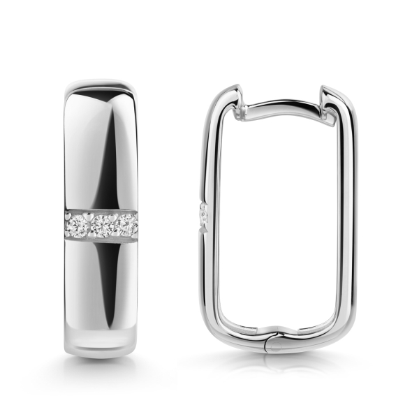 Klappcreolen 6 Zirkonia Silber 925/000 rhodiniert