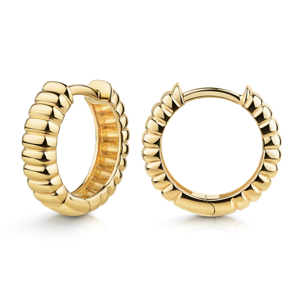 Klappcreolen ribbed 15mm Silber 925/000 vergoldet