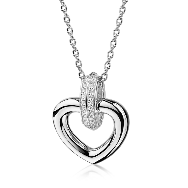 Collier mit Anhänger Herz & Zirkonia Silber 925/000 rhodiniert