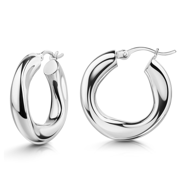 Creolen Ø25mm Organic Style Silber 925/000 rhodiniert