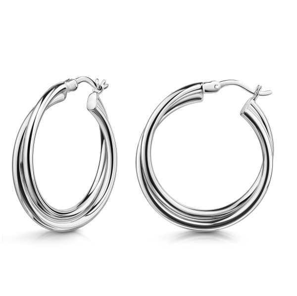 Creolen twisted Ø 25mm Silber 925/000 rhodiniert