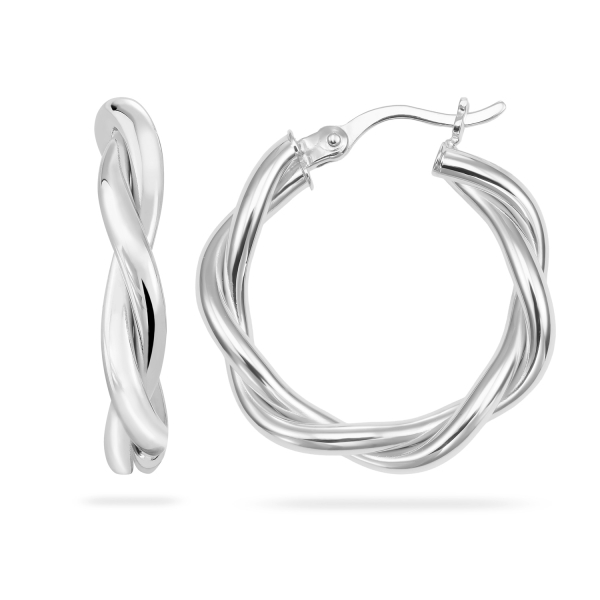 Creolen twisted Ø 22mm Silber 925/000 rhodiniert