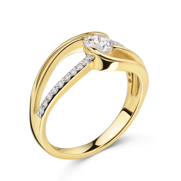 Ring 19 Zirkonia Silber 925/000 vergoldet