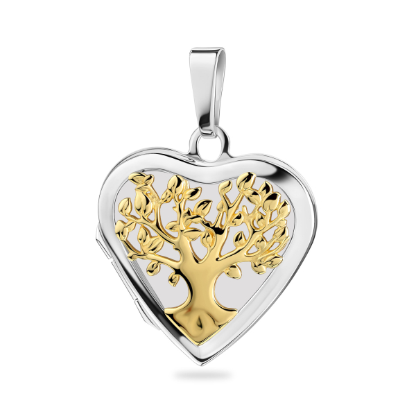 Medaillon Herz Lebensbaum Bicolor Silber 925/000 teilvergoldet