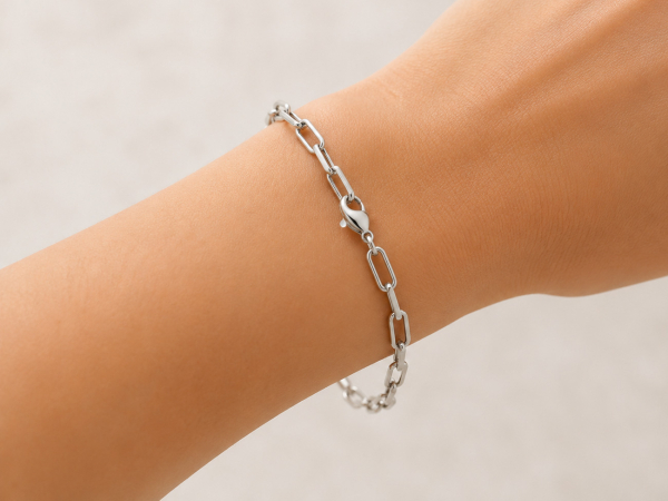 Preview: Paperclip-Armband 2,5mm breit Silber 925/000