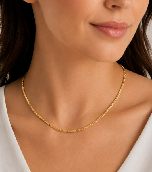 Preview: Zopfkette dreifach 4-seitig diamantiert 1,6mm breit Silber 925/000 vergoldet