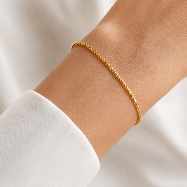 Zopfarmband dreifach 4-seitig diamantiert 1,6mm breit Silber 925/000 vergoldet