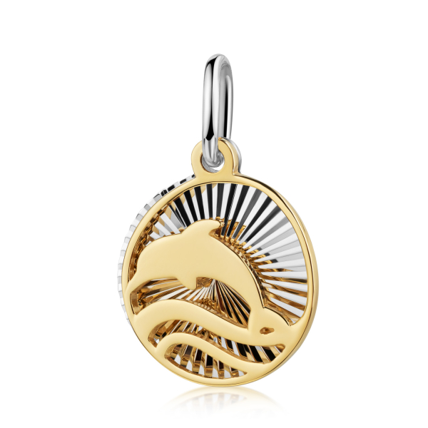 Anhänger Delphin zweiteilig bicolor Silber 925/000 rhodiniert und vergoldet