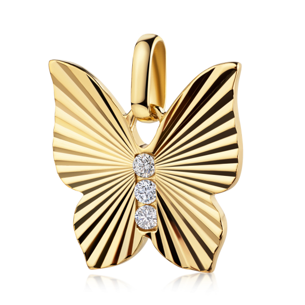 Anhänger Schmetterling 3 Zirkonia Silber 925/000 vergoldet