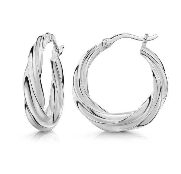 Creolen twisted Ø 20mm Silber 925/000 rhodiniert