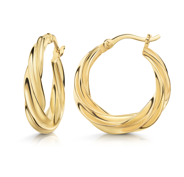 Creolen twisted Ø 20mm Silber 925/000 vergoldet
