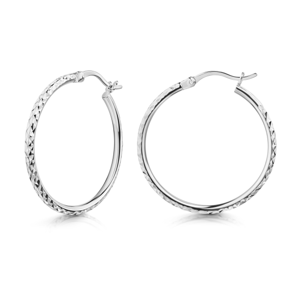 Creolen Ø 30mm diamantiert Silber 925/000 rhodiniert