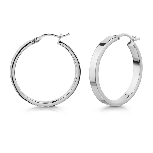 Creolen Ø 30mm vierkant Silber 925/000 rhodiniert