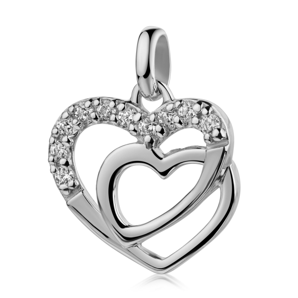 Anhänger Herzen 10 Zirkonia Silber 925/000 rhodiniert