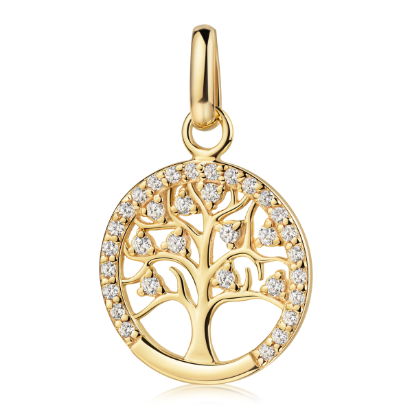 Anhänger Lebensbaum 33 Zirkonia Silber 925/000 vergoldet