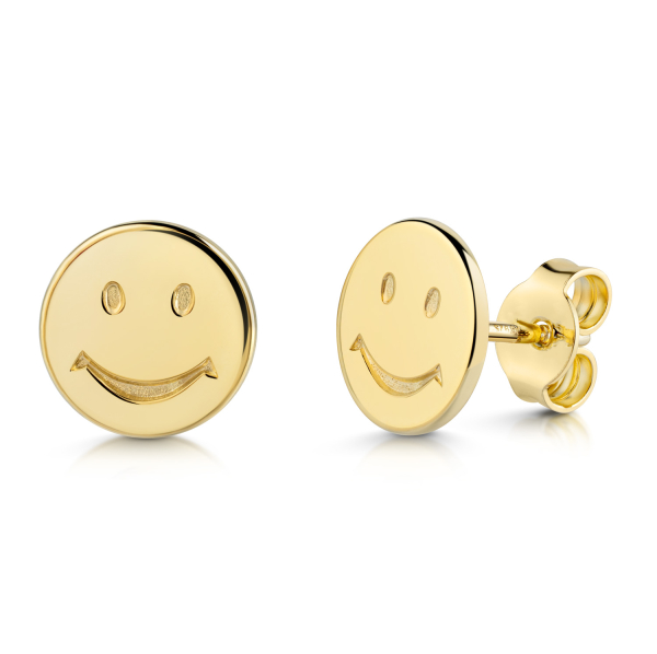 Ohrstecker Smile-Gesicht Ø 9mm Silber 925/000 vergoldet