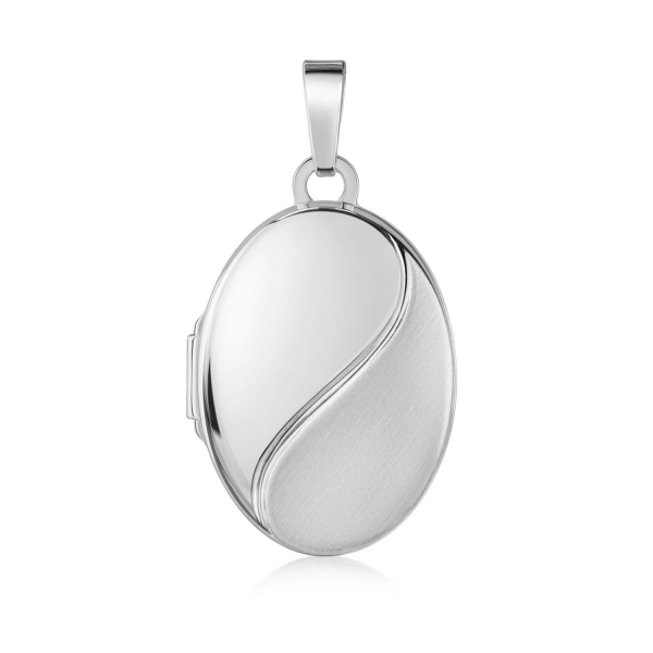 Anhänger Medaillon oval 14x18mm teilmatt Silber 925/000