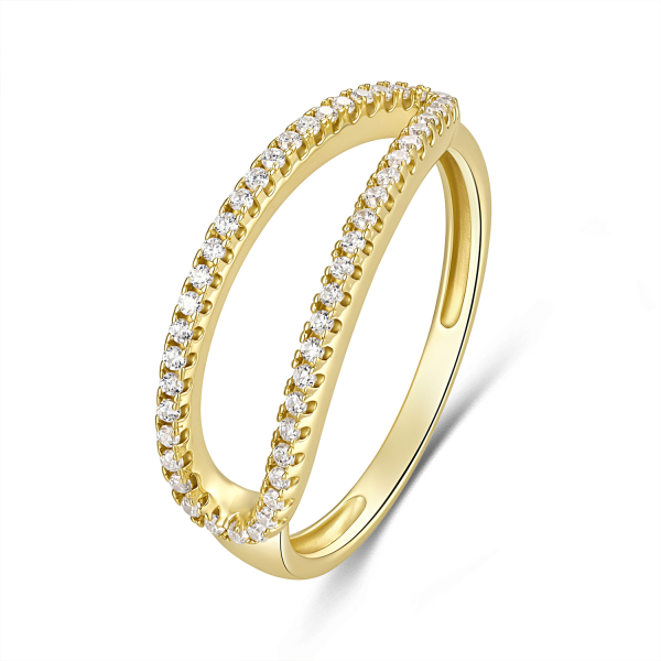 Damenring Silber 925 mit 48 Zirkonia, vergoldet