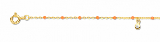 Armband 3 Zirkonia / Perlen orange Silber 925/000 vg.