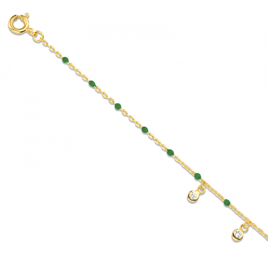 Armband 3 Zirkonia / Perlen grün Silber 925/000 vg.