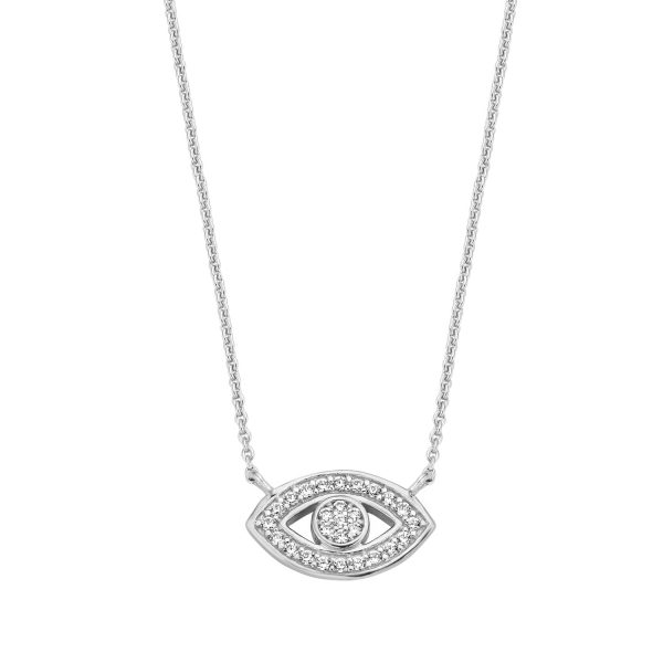 Collier mit Auge 27 Zirkonia 925/000 rhodiniert