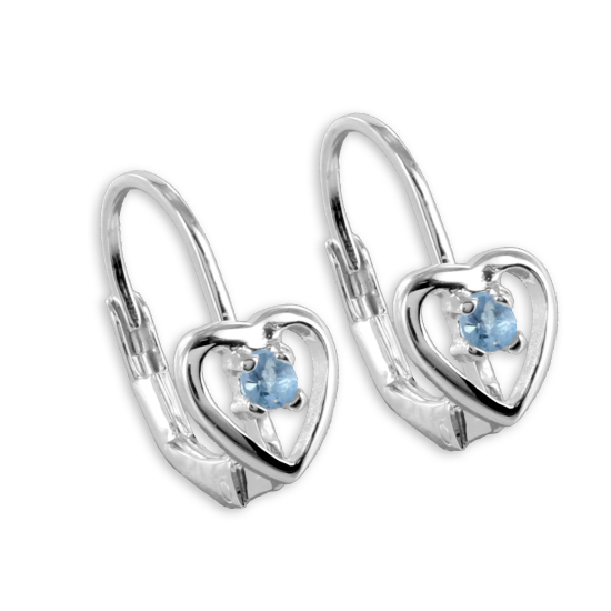 Ohrhänger Herz mit Kristallstein hellblau - Silber 925/000