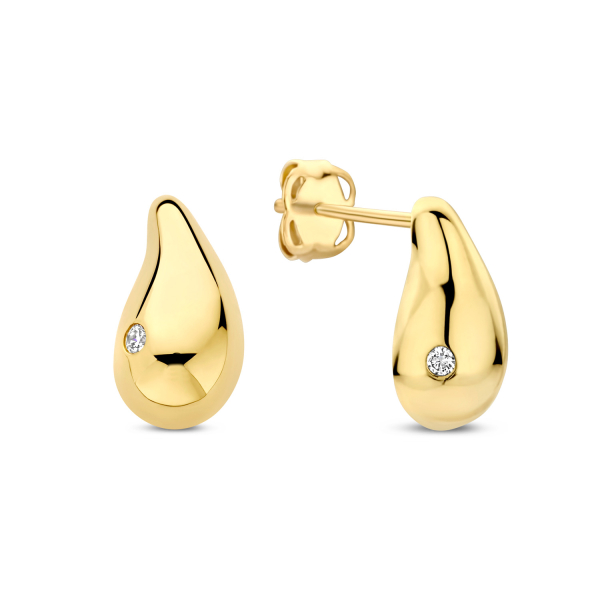 Ohrstecker Tropfen mit Zirkonia Gold 585/000
