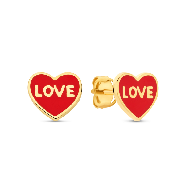 Ohrstecker Herz Love Lack rot Gold 585/000