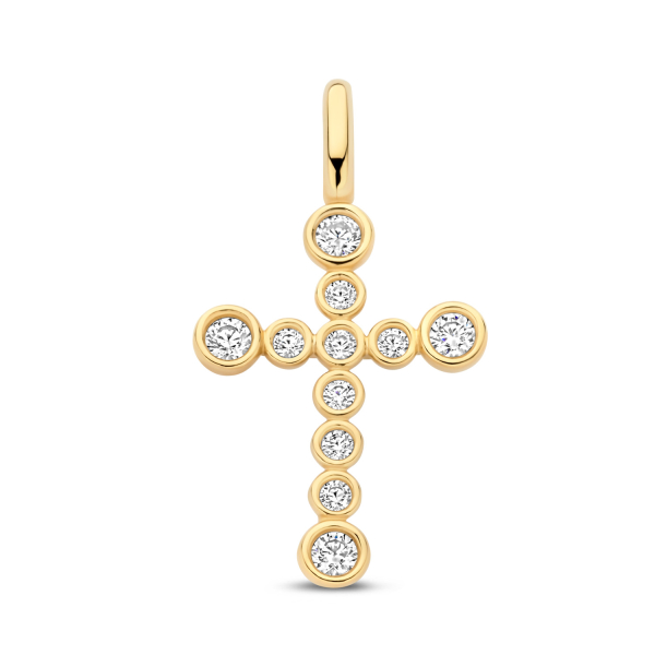 Anhänger Kreuz 11 Zirkonia Gold 585/000