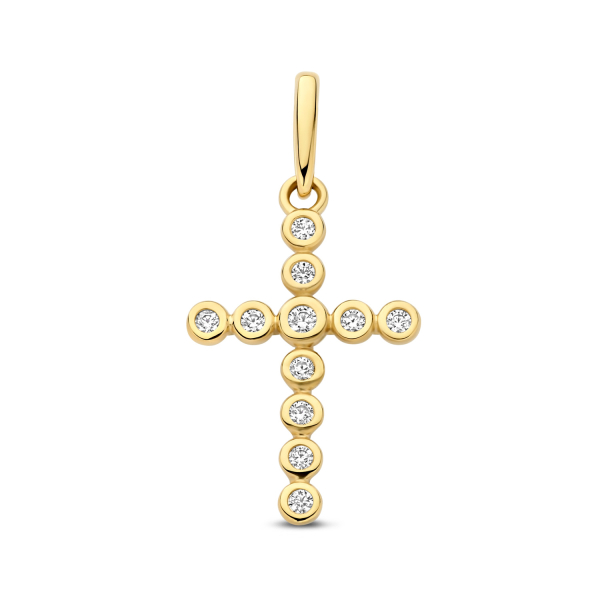 Anhänger Kreuz 11 Zirkonia Gold 585/000