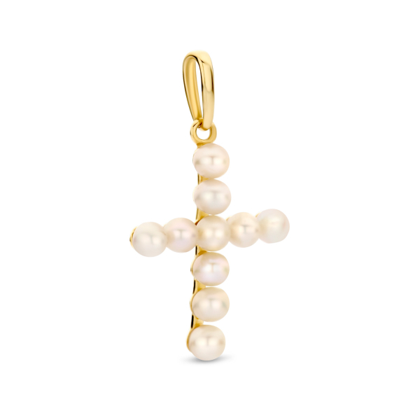Preview: Anhänger Kreuz 10 Süßwasserzuchtperlen Gold 585/000