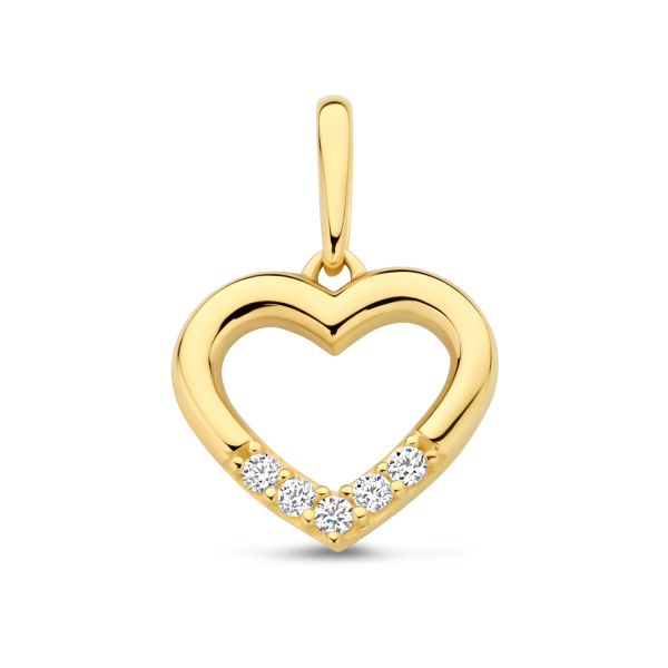 Anhänger Herz 5 Zirkonia  Gold 585/000