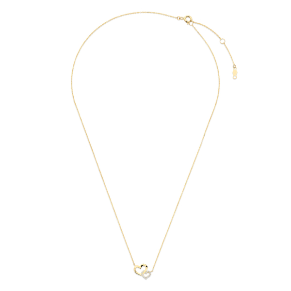 Collier 43/41/38 cm mit zwei Herzen Gold 585/000