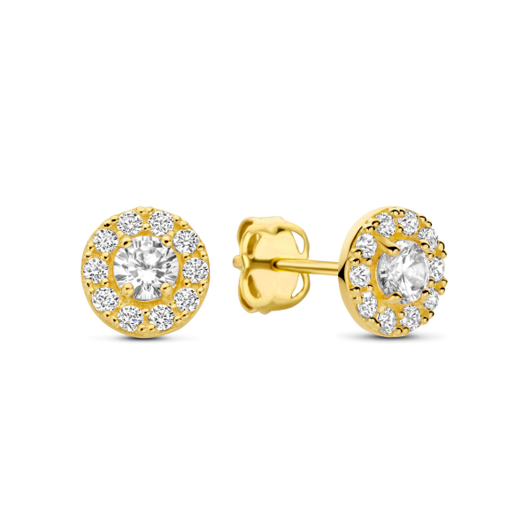 Ohrstecker Ø 5,5mm mit 22 Zirkonia Gold 585/000